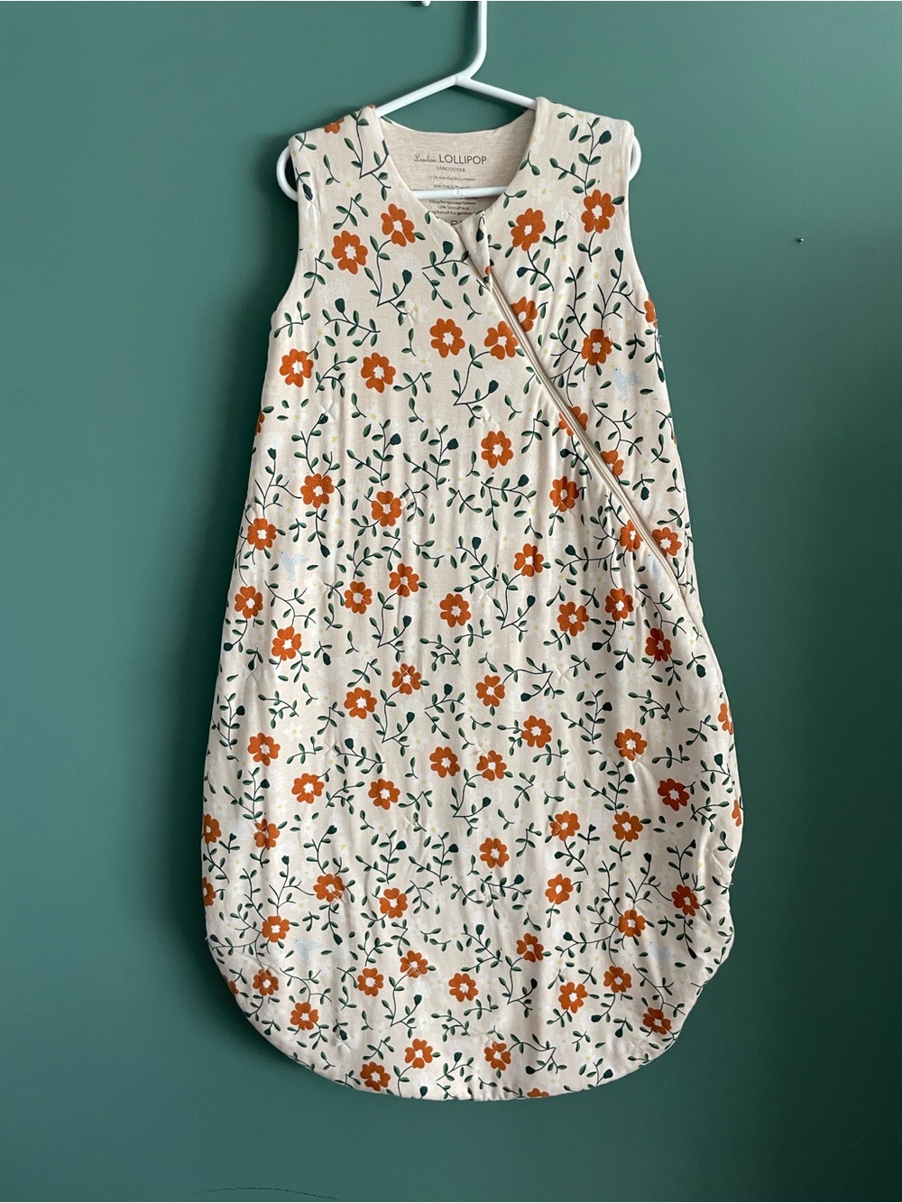Lollipop Cream Floral Sleep Sack with White and Orange Flowers